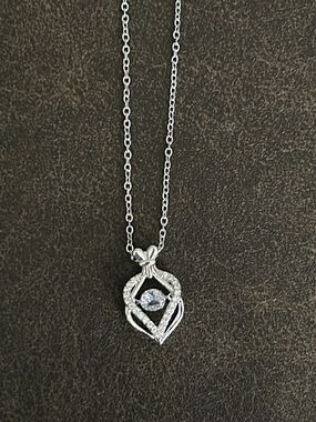 Silver Clear Crystal Heart Pendant Necklace